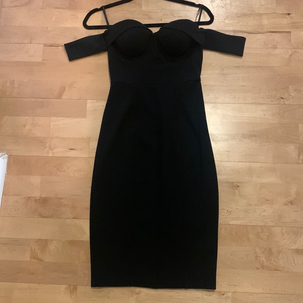 Bebe corset off shoulder dress